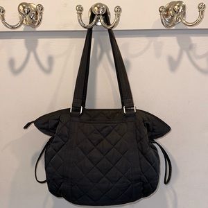 Vera Bradley Black Cinch Shoulder Bag in Performance Twill